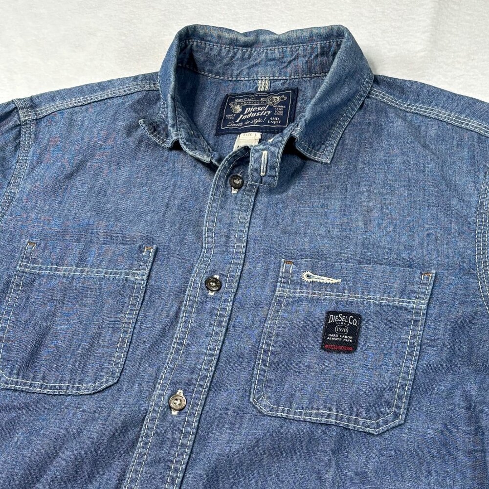 Diesel Denim Shirt Mens Large Blue Outdoor Rodeo Western Trucker